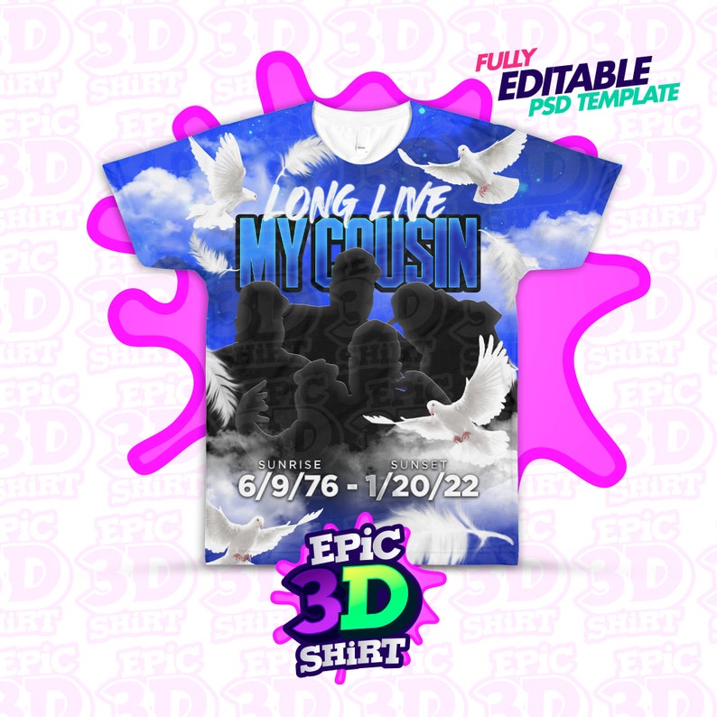 Funeral RIP Memorial Digital Editable Template for All Over