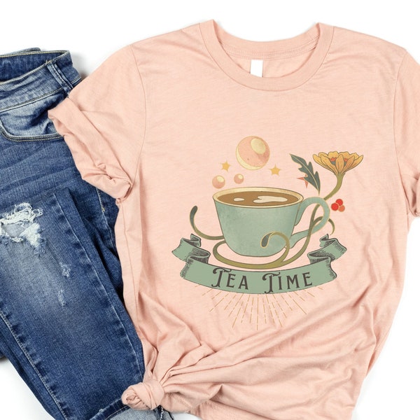 Tea Time Short Sleeve Tee| Vintage Tea Gift| Green Tea| Earl Grey TShirt| Cozy Coffee Shirt| Tea Lover