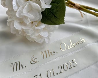 Blumenstraußband personalisiert, Brautstrauß personalisiert Hochzeit Standesamt, gelin cicegi