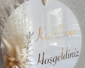 Türschild Brautabholung kiz evi naz evi, söz deko, kiz evine hosgeldiniz, Empfangsschild