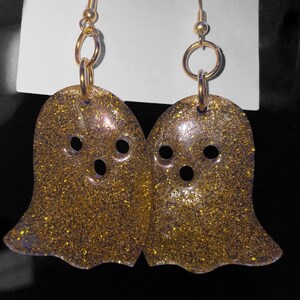 Glitter Ghost Earrings: Handmade Resin Halloween Jewelry