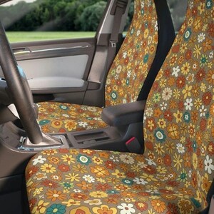 Retro Car Seat Covers,70s Seat Covers for Vehicle,Retro 70s Car Decorations,70s Car Accessories,Retro Car Seat Protectors