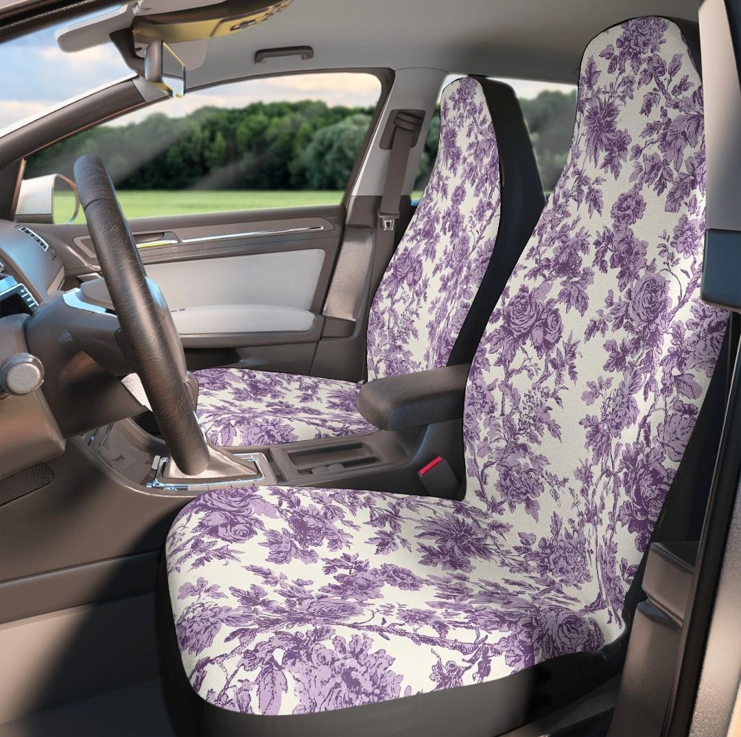 パープルトワルカーシートカバー、花柄シートカバー、車トラックSUV