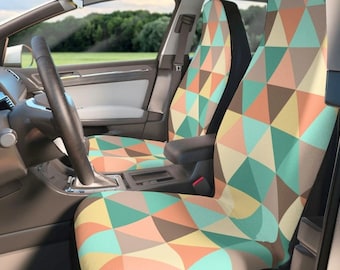 Retro Car Seat Covers, Geometric Car Seat Covers for Vehicle,Car Accessories, 70s Seat Covers,Suv Seat Protectors,Car Seat Covers for Women