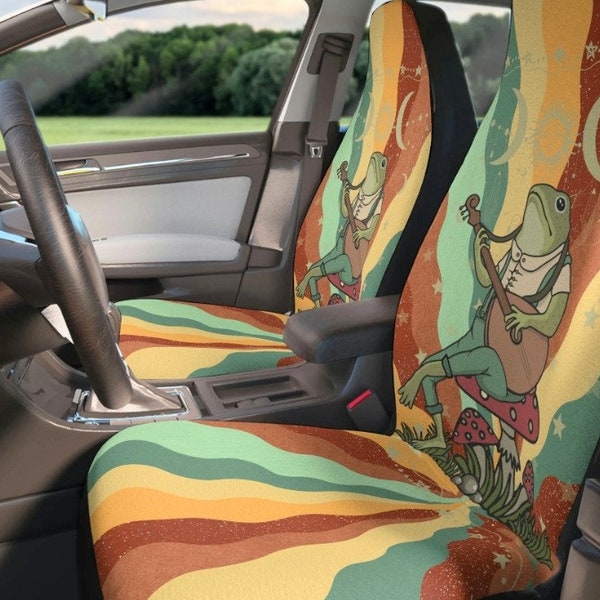 Frog Car Seat Covers,Retro Seat Covers,Mushroom Car Seat Covers,Groovy Car Seat Covers,Frog Car Decorations,Suv Seat Covers,New Driver Gift