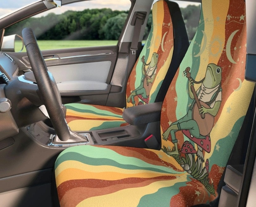 Kxmdxa Set of 2 Car Seat Covers 1950s Geometric Vintage 1960s 1970s 50s 60s 70s Abstract Universal Auto Front SEATS Protector Fits for Car,SUV Sedan