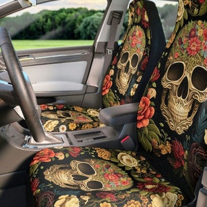 Skull Car Seat Covers,Skeleton Car Seat Covers for Vehicle,Car Seat Covers for Women,Skull Car Accessories,Skull Car Decorations