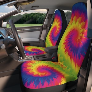 Colorful Tie Dye Car Seat Covers, Retro Seat Covers, Groovy Car Truck SUV Seat Covers, Birthday Gift for Her, Seat Covers for Vehicle, Women