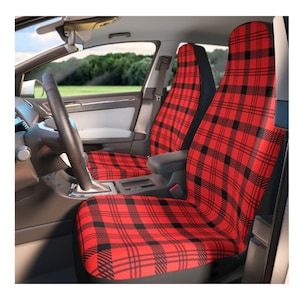 Plaid Car Seat Covers Checkered Seat Covers for Car Truck SUV Check Car Decorations Universal Seat Protectors for Vehicle New Driver Gift