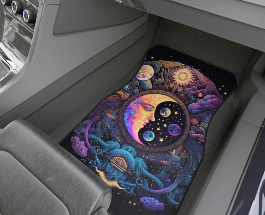 Celestial Moon Floor Mats for Car, Celestial Moon Car Mats, Moon Car