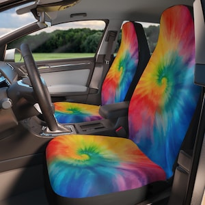 Tie Dye Car Seat Covers, Retro Seat Covers, Groovy Car Truck SUV Seat Covers, Birthday Gift for Her, Seat Covers for Vehicle, for Women