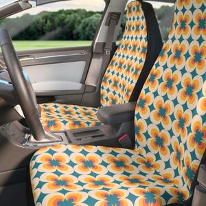Fundas de asiento de coche retro de los años 70, Fundas de asiento para vehículo, Accesorios de coche retro, Decoraciones de coche lindas, Fundas de asiento para mujeres, Protectores de asiento de coche