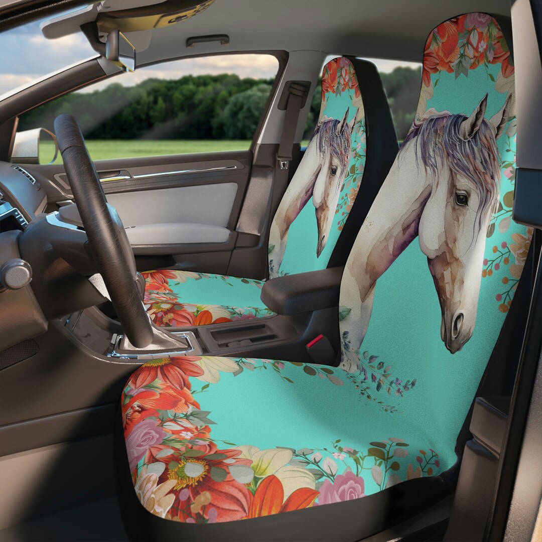 Horse Car Seat Covers Equestrian Seat Cover Set Floral Horse Etsy
