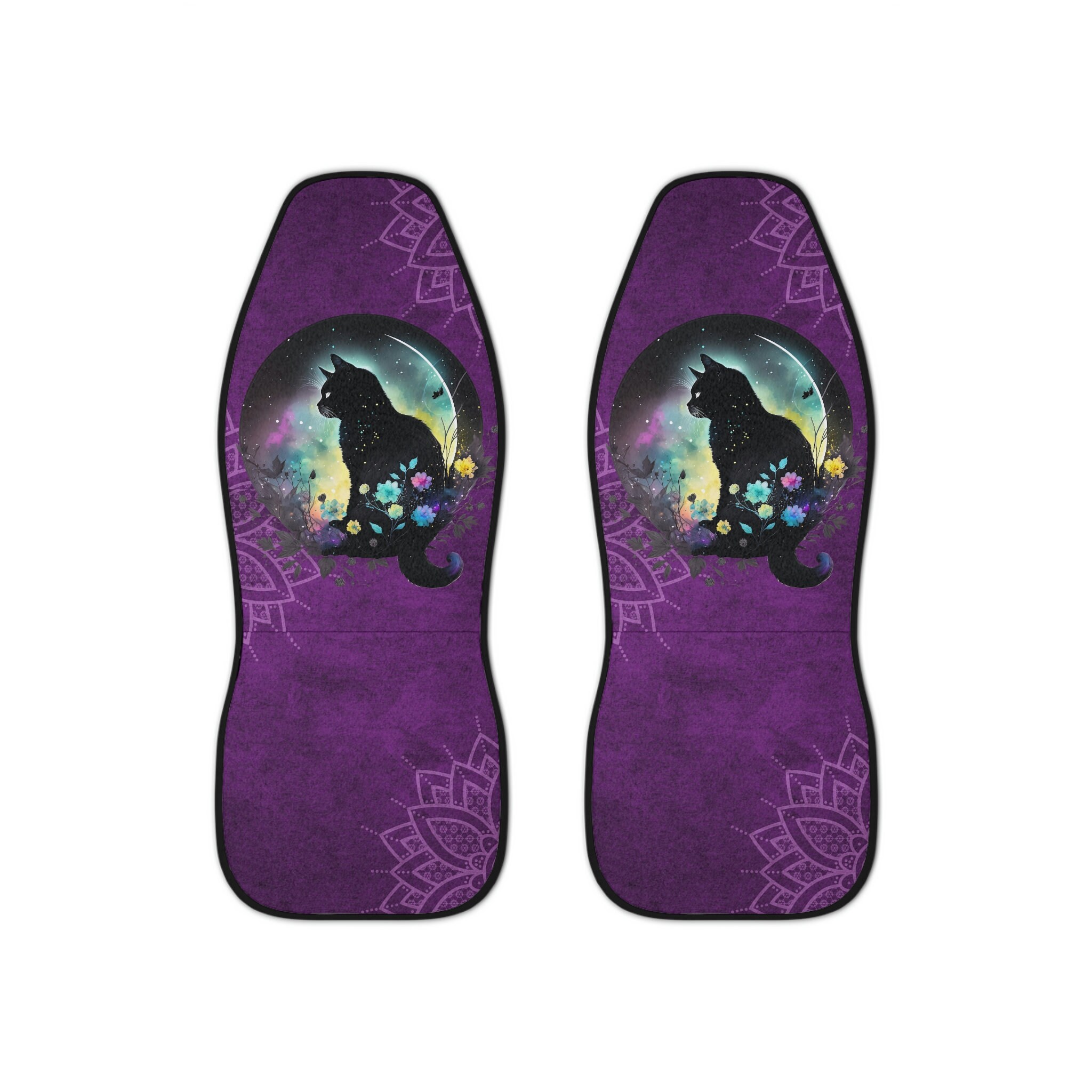 Black Cat Car Seat Covers, Seat Covers for Vehicle,Celestial Car Decorations, Cute Seat Covers