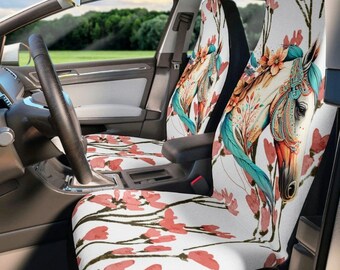 Horse Seat Covers, Horse Floral Car Seat Covers,Horse Car Accessories,Horse Print Design Car Truck Decorations,New Car Gift