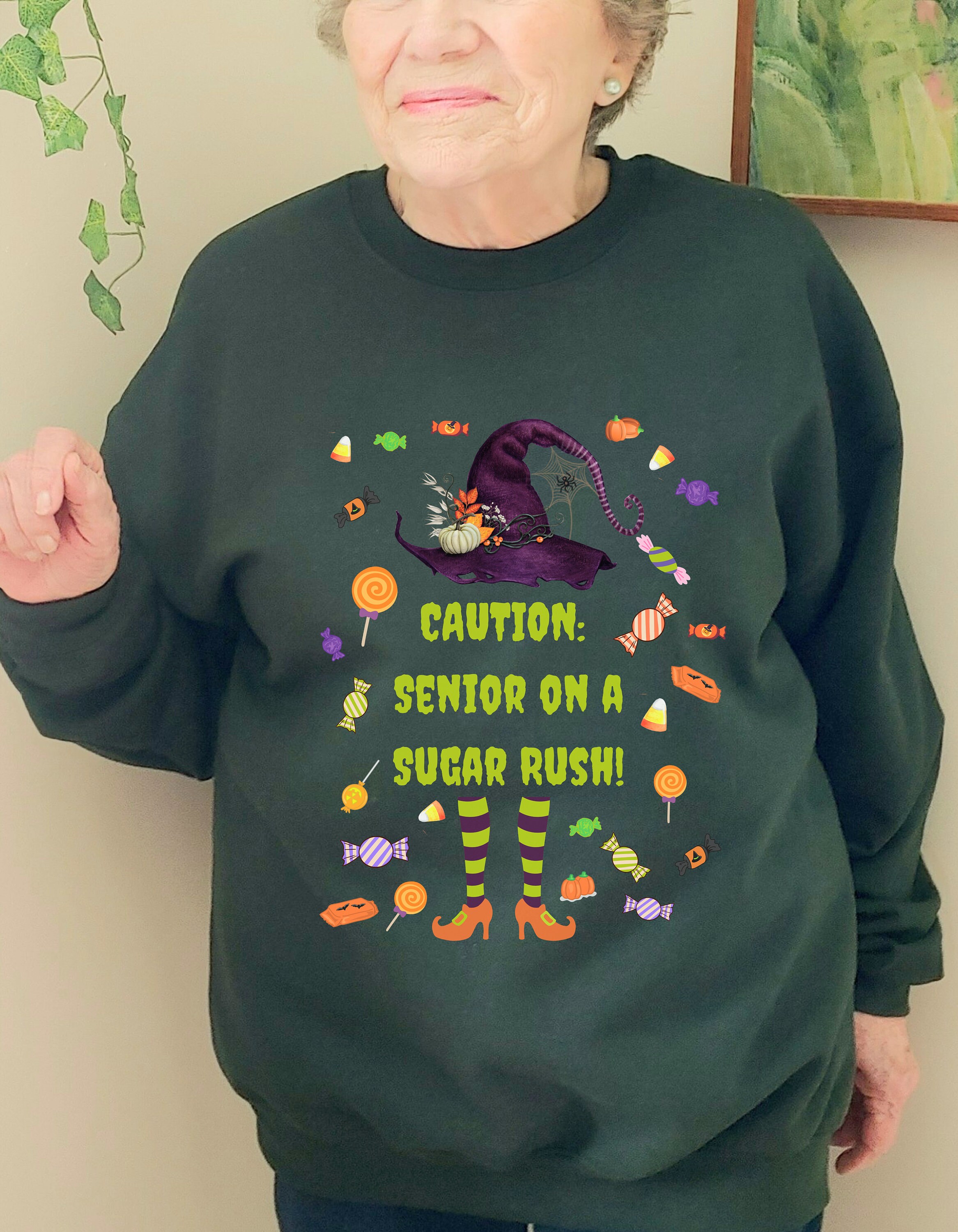 Discover Funny Halloween Sweatshirt for Grandma Halloween Sweatshirt for Seniors Elderly Halloween Costume for NaNa GiGi Halloween Candy Witch Shirt