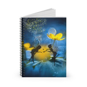 Cuaderno espiral mágico de hadas, cuaderno espiral de cuento de hadas, diario de alas justas, diario de hadas y flores, cuaderno mágico de jardín de hadas, regalos