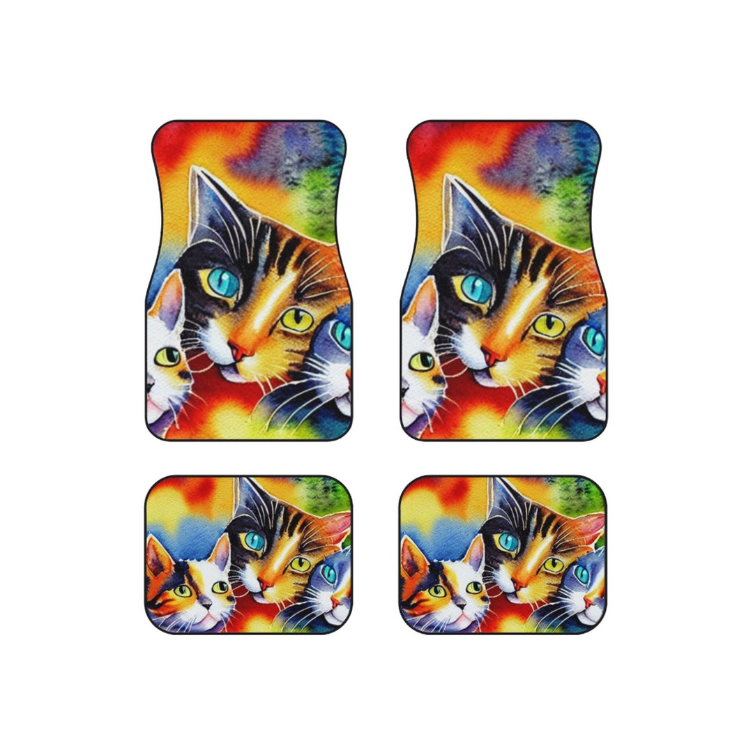Cat Car Matscat Floormatscolorful Cats Floor Matscat Decor Etsy