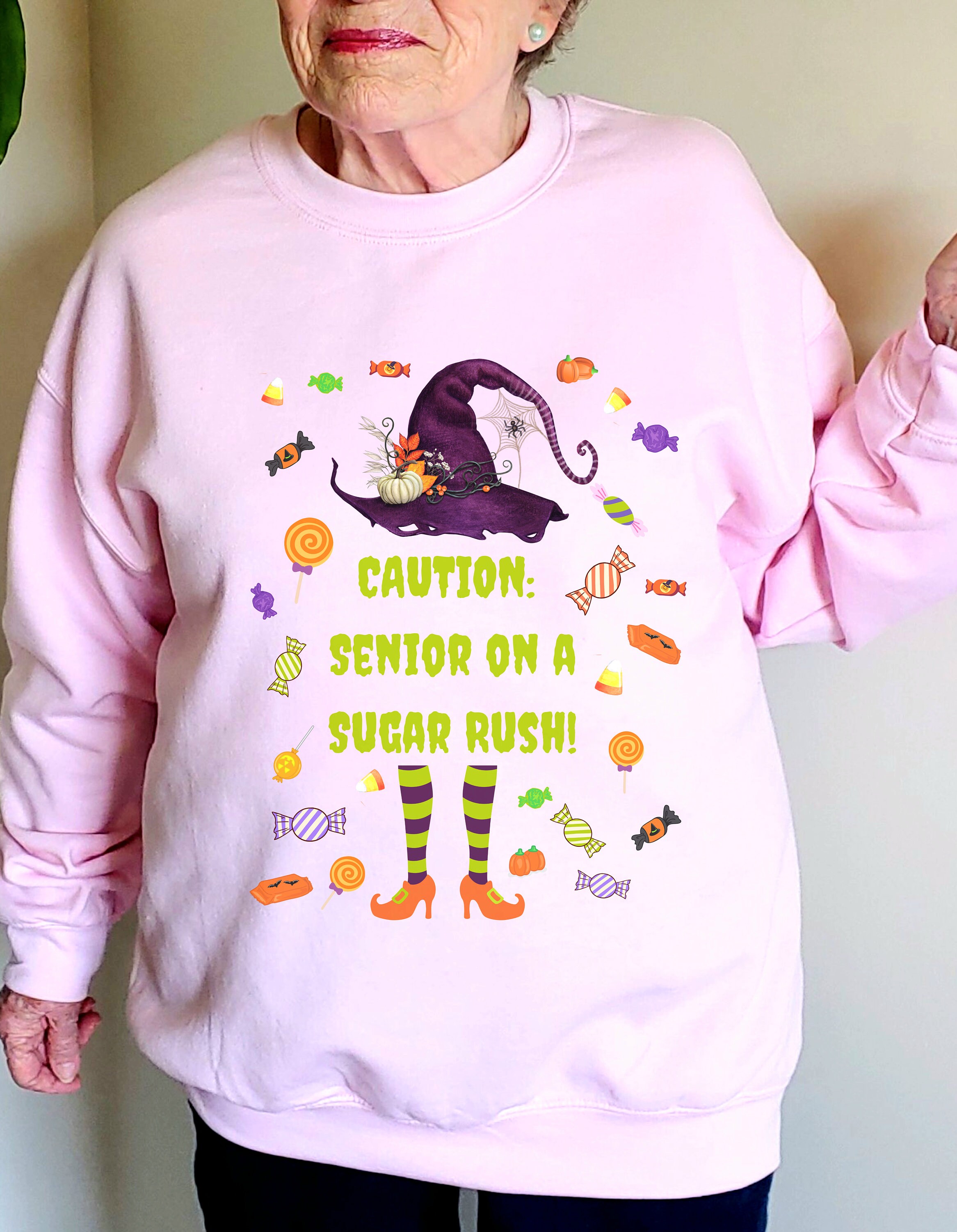 Discover Funny Halloween Sweatshirt for Grandma Halloween Sweatshirt for Seniors Elderly Halloween Costume for NaNa GiGi Halloween Candy Witch Shirt