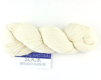 Malabrigo Sock in color Natural, Fingering Weight Merino Wool Knitting Yarn, off-white, #063