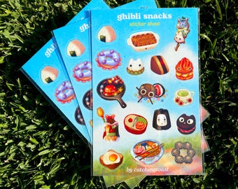 Ghibli-Inspired Snacks Sticker Sheet - 17 pcs - Stationery - Glossy Vinyl