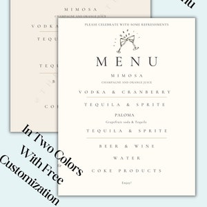 Celebration Bar/Drink Menu