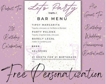 21e verjaardagsviering - Bar Menu