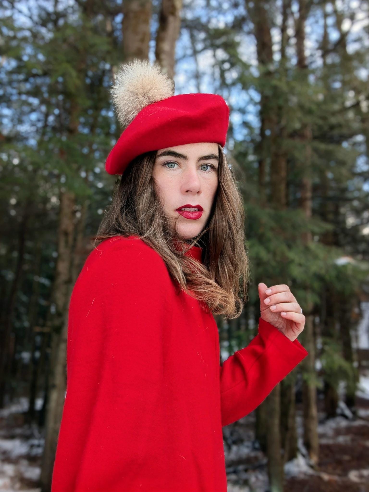 5847 Handmade Fox Ears Beret Vintage Moon Artist Hat Kawaii Story Hat Cute Red Fox Ear Beret – Forager Vintage main image 2