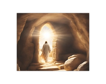 The Tomb Is Empty | Jesus Leaving the Tomb | Print Art | Christian Art | The Resurrected Lord | Easter Satin Posters (300gsm)