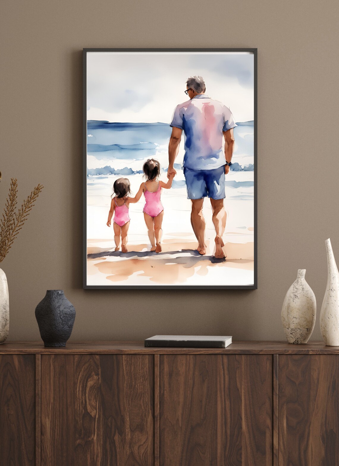 Personalized Framed Wall Art Father and Kids, PRINTABLE Father’s Day ...