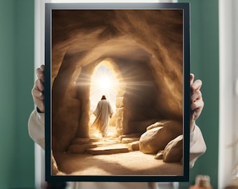 The Tomb Is Empty | He Is Risen | Jesus Leaving the Garden Tomb | Print Art | Christian Art | The Resurrected Lord | Easter