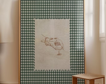 Sztuka ścienna do pokoju dziecięcego w stylu golfowym Vintage Golf Decor Gingham Wydruk do pokoju dziecięcego Grafika Country Club Retro Sportowy plakat Klasyczna ilustracja golfowa Cyfrowa