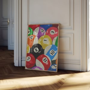 Retro biljardbordstryck Vintage handritad väggkonst Utskrivbar väggkonst Digital nedladdning Nedladdningsbar tryck Trendig väggkonst