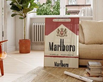 Vintage Marlboro Print Kitchen Poster Home Decor Vintage Poster Wall Art Bar Cart Print