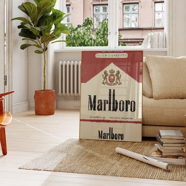 Vintage Marlboro Print Kitchen Poster Home Decor Vintage Poster Wall Art Bar Cart Print