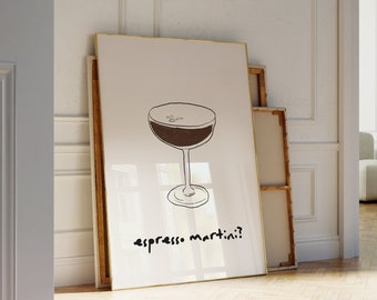 Espresso Martini Print Bar Art Print Cocktail Poster Bar Cart Wall Art Alcohol Print Art Drinks Wall Decor Digital Download