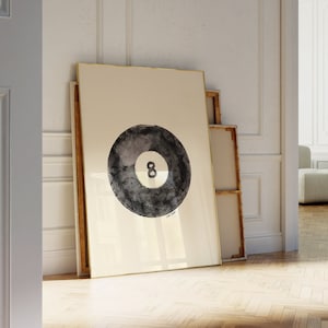 8 Pool Ball Retro Print Retro Hand-Drawn Wall Art Printable Wall Art Digital Download Print Downloadable Print Trendy Wall Art