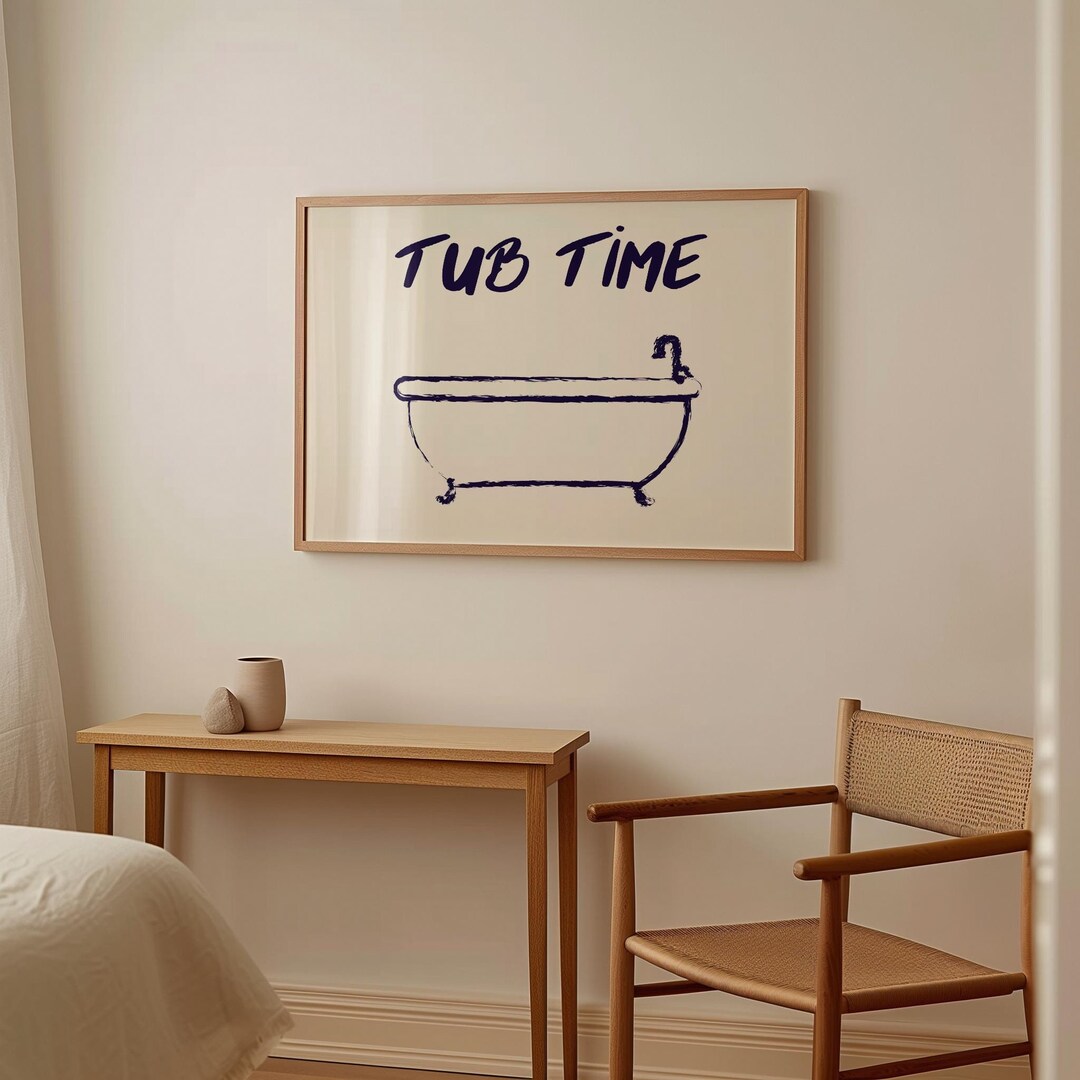 Bathroom Wall Art Funny Toilet Print Trendy Minimalist Bathtub Cute ...