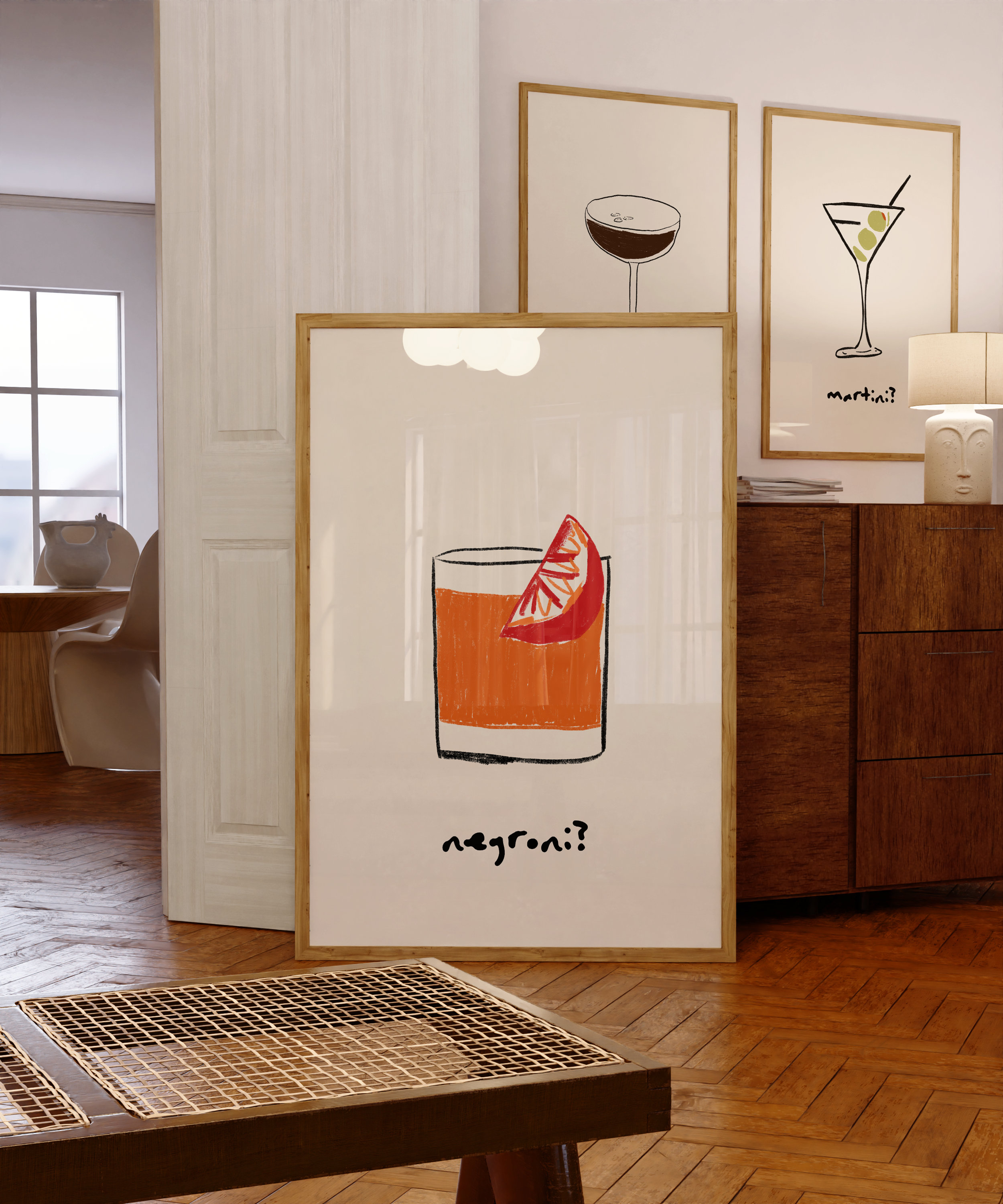 Negroni Print Cocktail Wall Art Kitchen Print Bar Cart Decor Alcohol ...