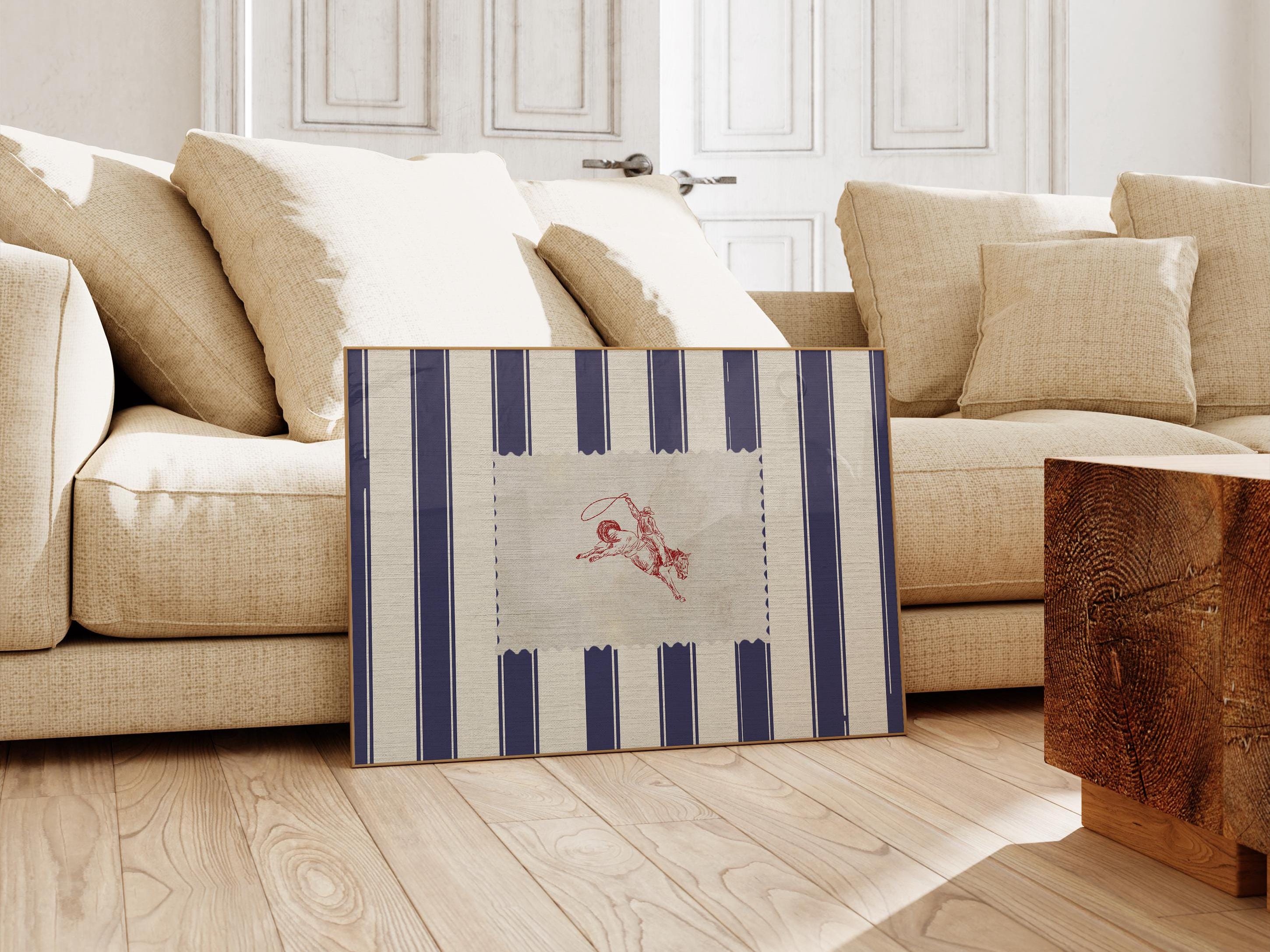 Vintage Striped Rodeo Print Western Bedroom Print Cowboy Wall Art ...