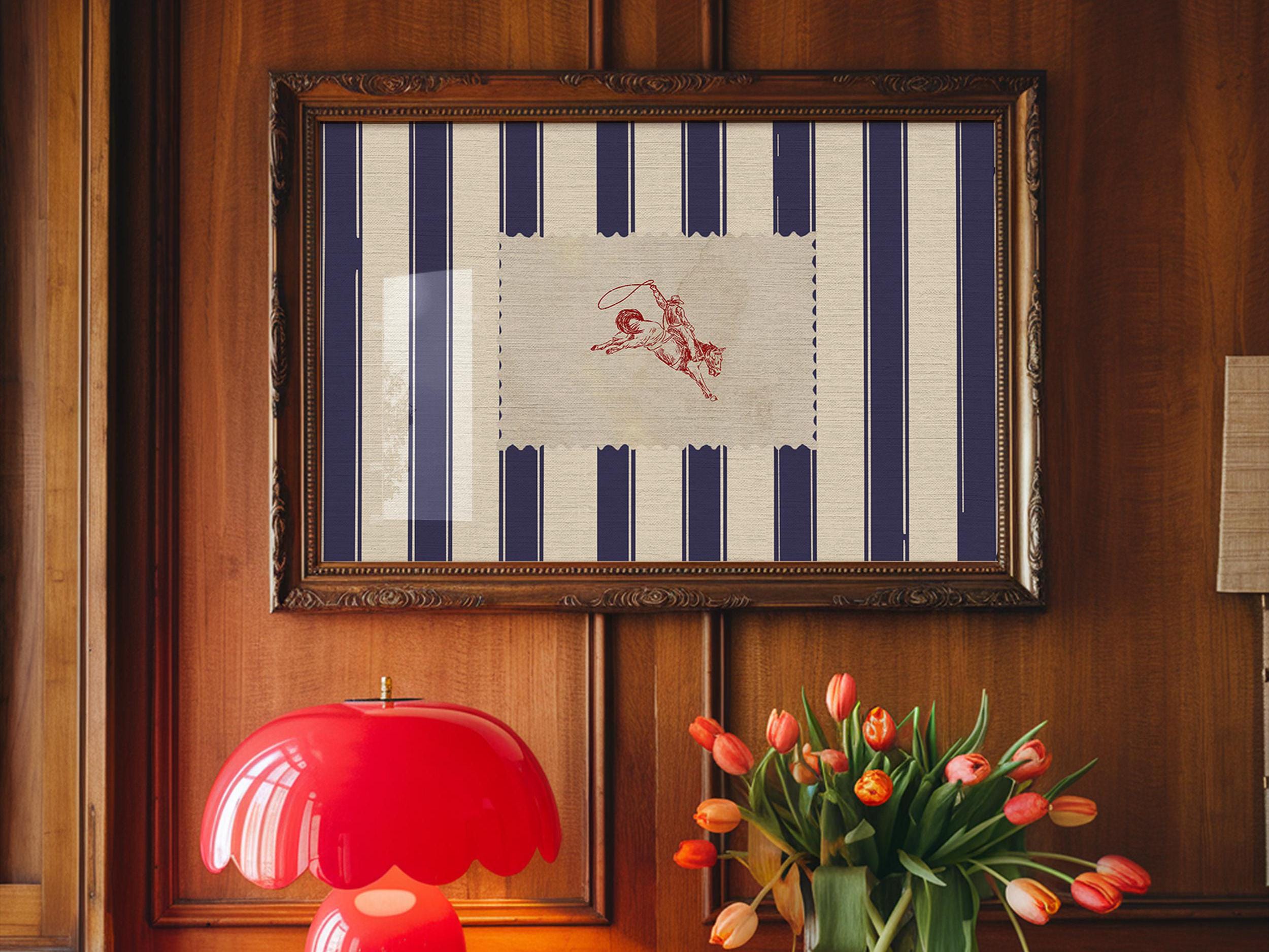 Vintage Striped Rodeo Print Western Bedroom Print Cowboy Wall Art ...