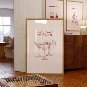 Trendy Bar Cart digitale prints - moderne cocktailkunst voor stijlvolle thuisbardecoratie en cocktailliefhebbers