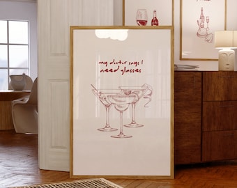 Trendy Bar Cart Digital Prints - Modern Cocktail Art for Stylish Home Bar Decor and Cocktail Enthusiasts