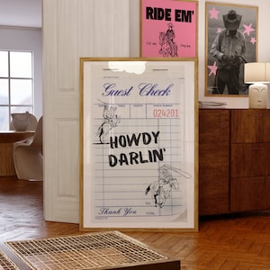 Cowboy Guest Check Minimal Wall Art Digital print Western Guest Check Wall Art Set of 1