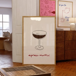 Espresso Martini Print Bar Kunstdruck Cocktail Poster Bar Warenkorb Wandkunst Alkohol Print Art rote Getränke Wand-Dekor digitaler Download