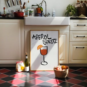 Aperol Spritz Print Bar Art Print Minimalist Cocktail Poster Bar Cart Wall Art Alcohol Poster Aesthetic Room Decor Digital Download