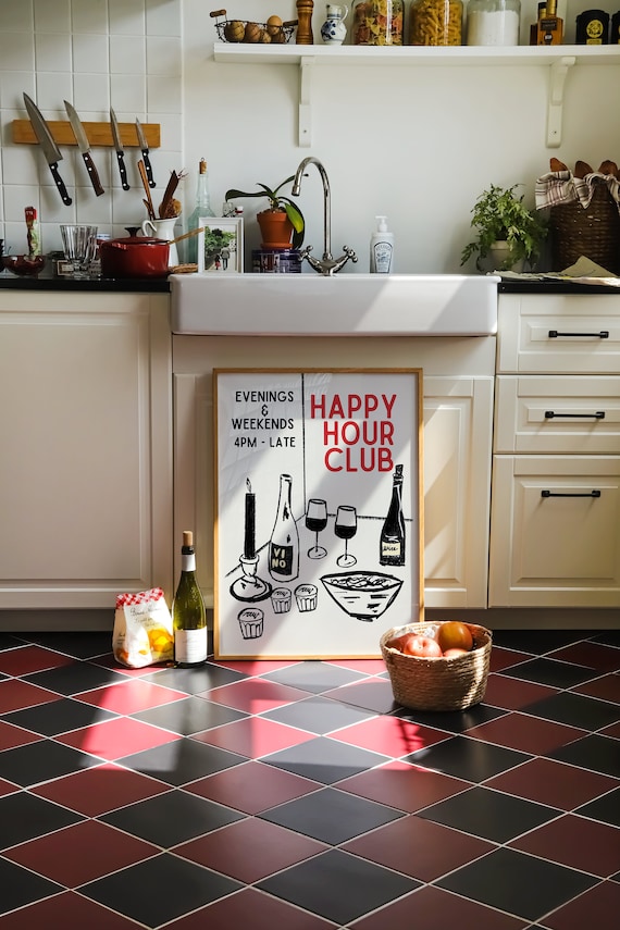 Kitchen Wall Art Wine Print Alcohol Print Vintage Wine Poster Bar Cart Wall Art Bar Printable Art Wine Decor Drinks Red Digital Download
