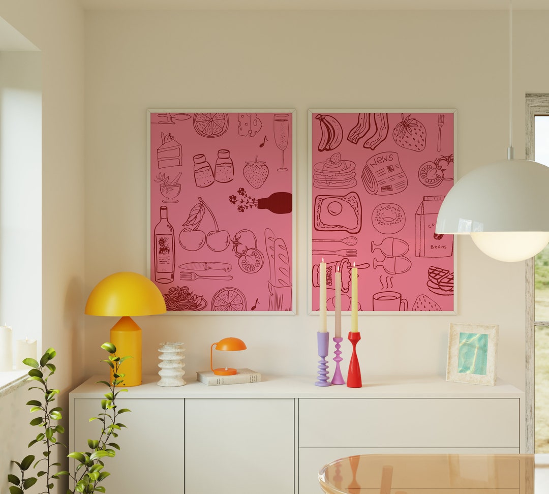 retro kitchen prints, set of 3, food wall art (digital... Kitchen Food Gallery Wall Art Vintage Food Prints Prints Retro Food ...