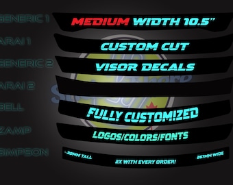 10.5" Motorcycle Helmet Visor Strips customized Vinyl Stickers with any colors logos text and graphics
