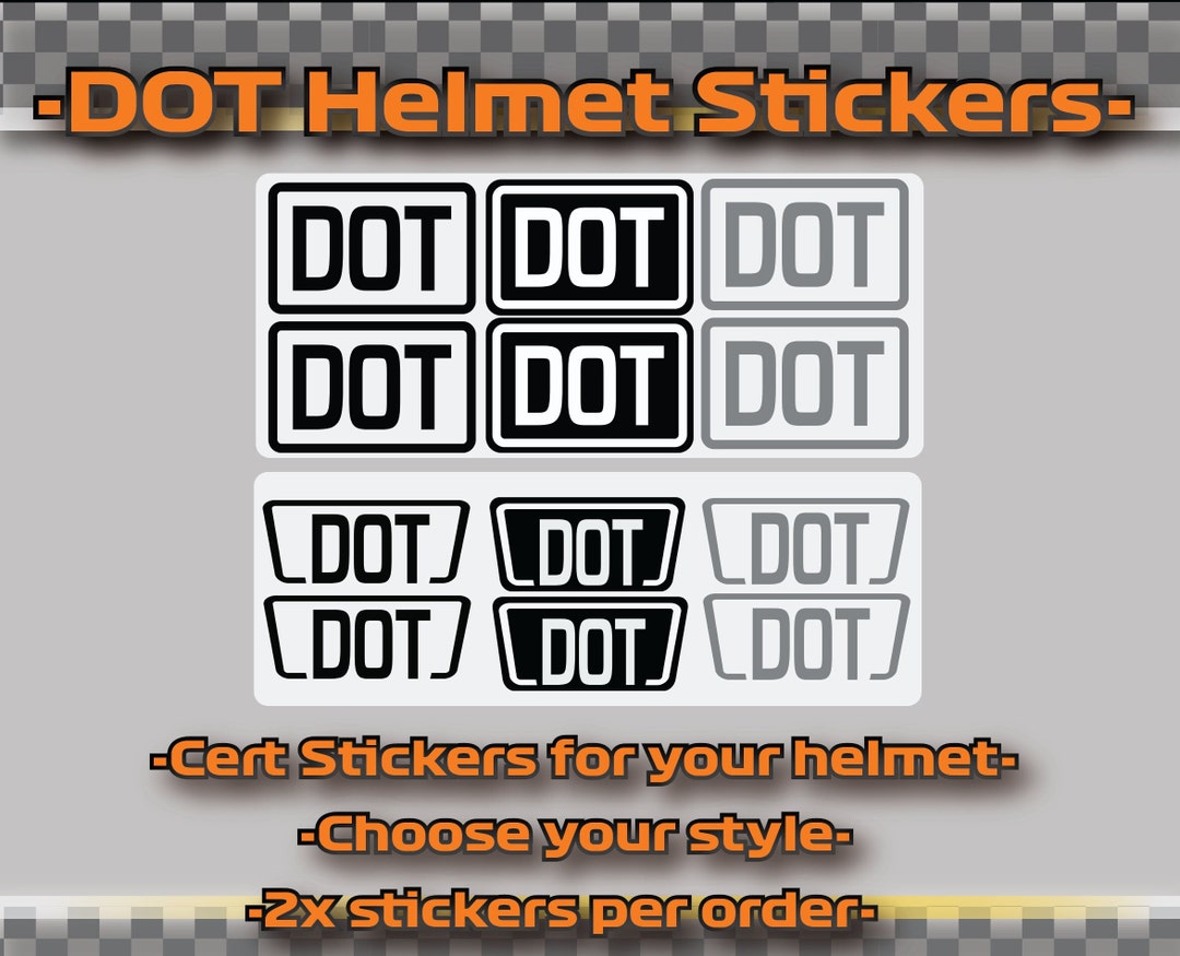2 DOT Stickers Motorcycle Helmet Safety Certification Decals, Small Medium Safety and Law